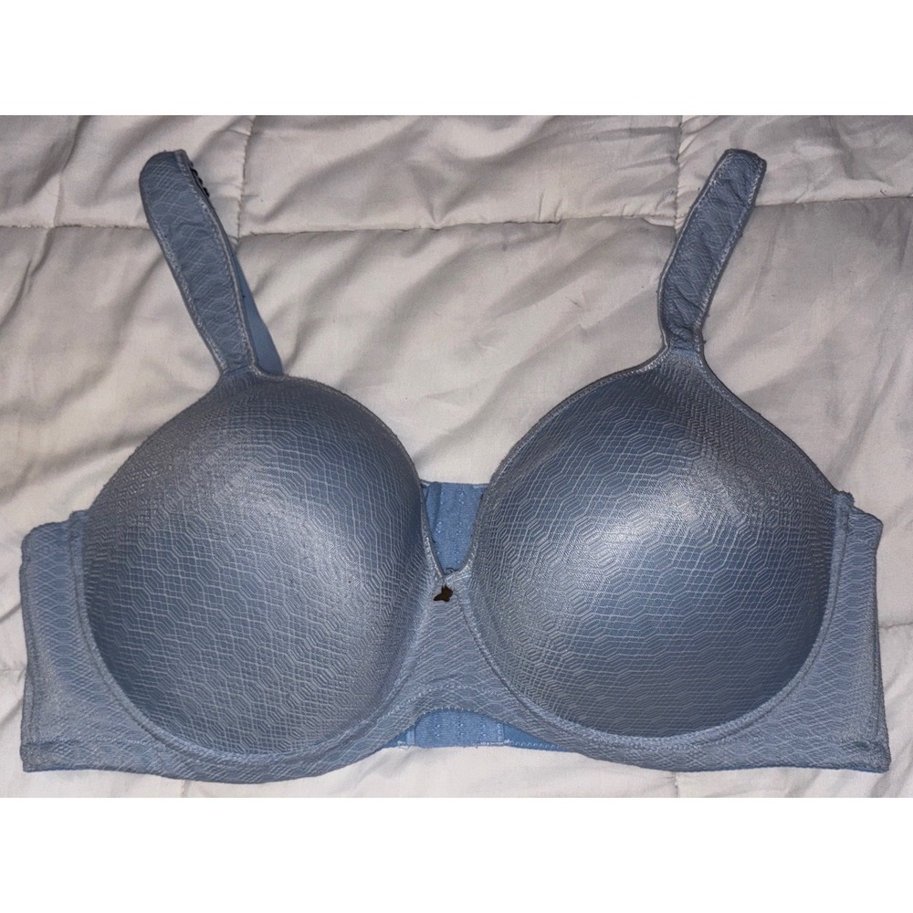 Ashley Stewart Full Figure Butterfly Soft Blue Molded Cup Bra, 44DD